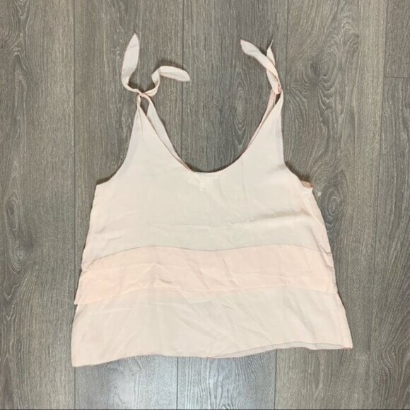 Club Monaco Salyie Camisole Blouse Tank Top Silk Shoulder Tie Pale pink Size  XS - Picture 4 of 11